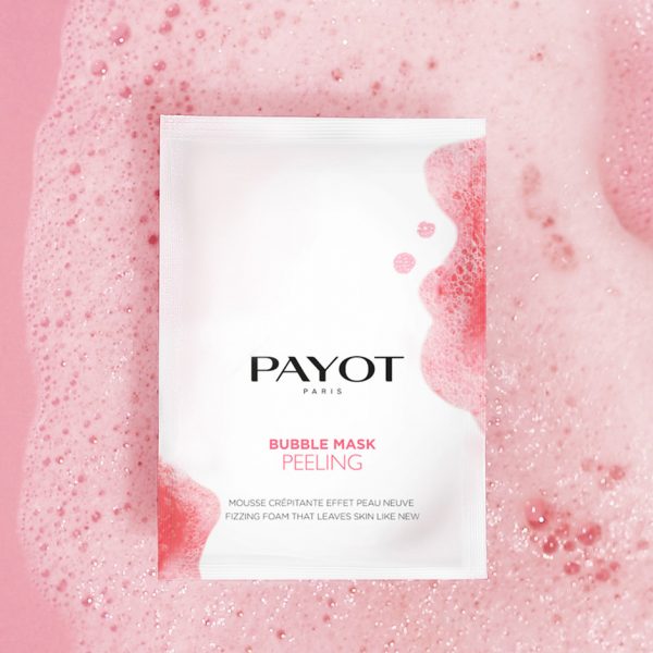 Présentation du produit bubble mask dans son packaging rose avec de la mousse autour