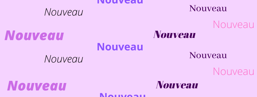 Visuel fond violet avec écrit nouveau plusieurs fois